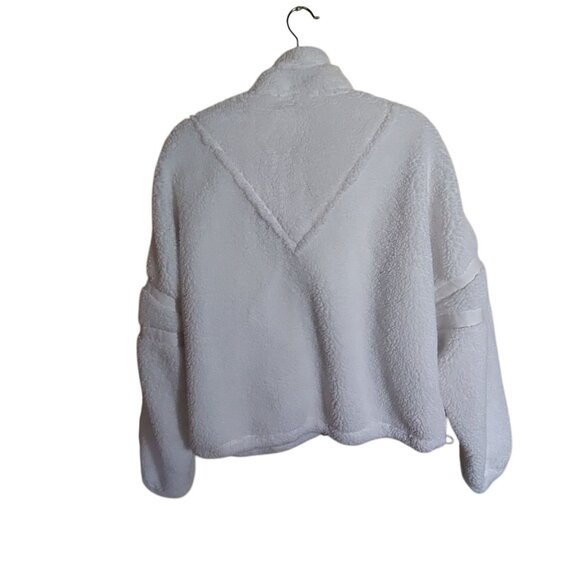 FREE PEOPLE White Nantucket‎ Oversized Sherpa Fleece PULLOVER JACKET Ivory Sz L - Picture 2 of 8